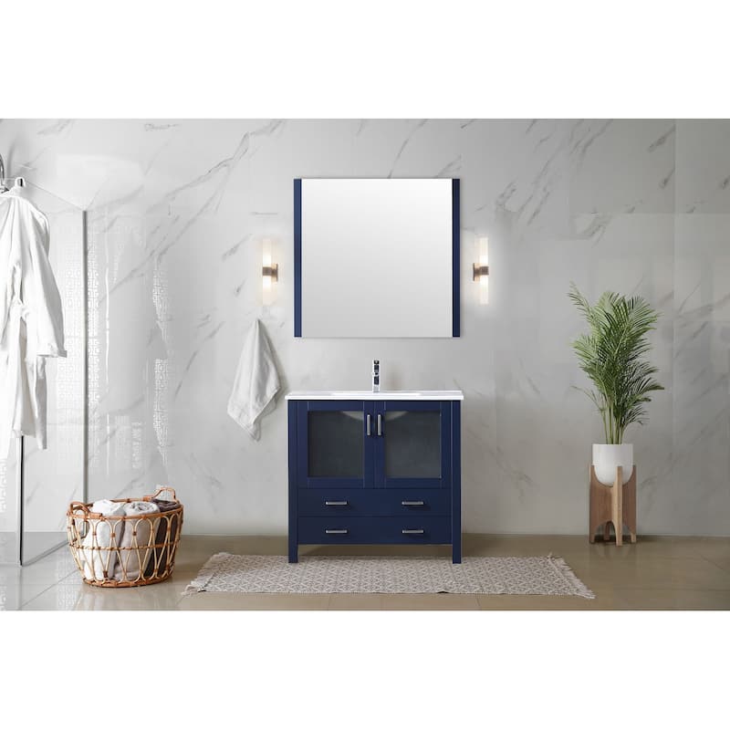 Lexora Volez 36 inch single Bathroom Vanity Countertop Sink and Mirror