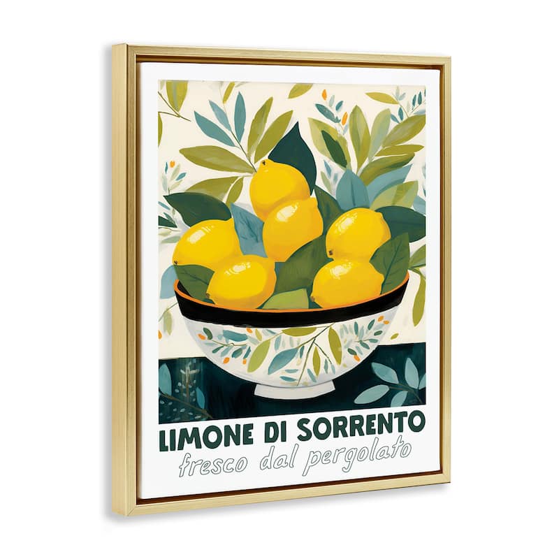 Stupell Charming Bowl of Lemons Framed Floater Canvas Wall Art Design By Lux + Me Designs