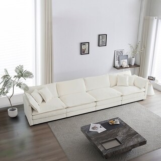 Modern Modular Four Seater Sofa with Chenille Upholstery and
