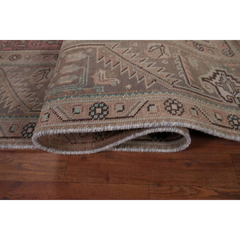 Pink Distressed Tabriz Vintage Persian Rug Hand-Knotted Wool Carpet - 8'0" x 10'11"