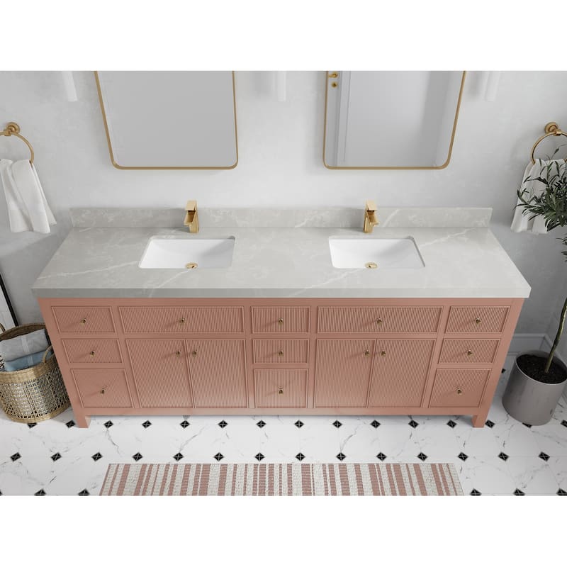 Willow Collections 84 in. W x 22 in. D Sonoma Free Standing Reeded Double Sink Bathroom Vanity with Countertop