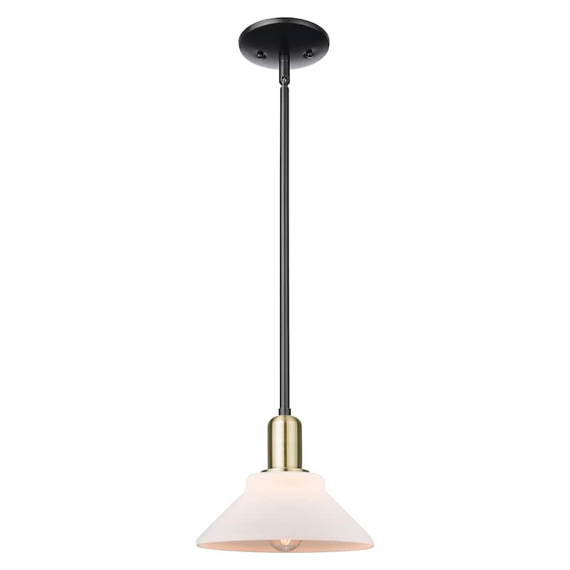 Innovations Lighting Endless Possibilities Arcadia - Orwell - 1 Light 8" Stem Hung Mini Pendant - Black Antique Brass/Matte White