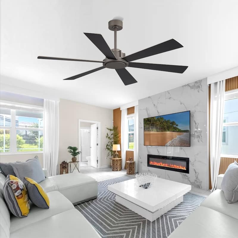 MLiAN Ceiling Fan 60inch Playwood Blades Remote Control 6-Speed DC - 60''