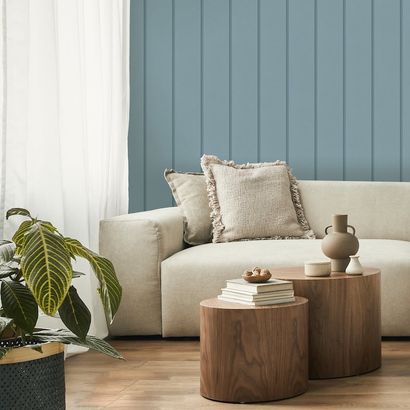 Fine Decor Killian Light Blue Wood Panel Wallpaper