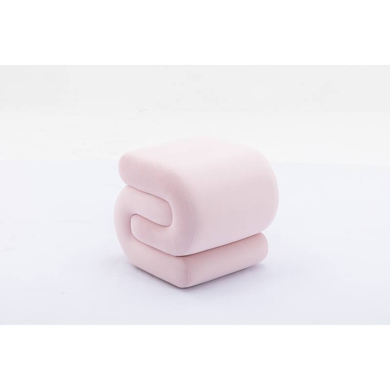 S-shape Velvet Fabric Ottoman Makeup Stool Footstool