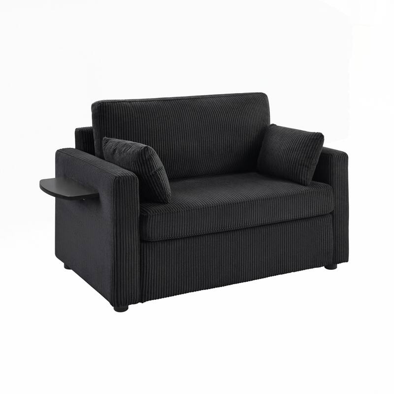 Sleeper Sofa Loveseat Sofa with a Foldable Mattress and Storage Pocket and Two USB Ports - 2 Seat