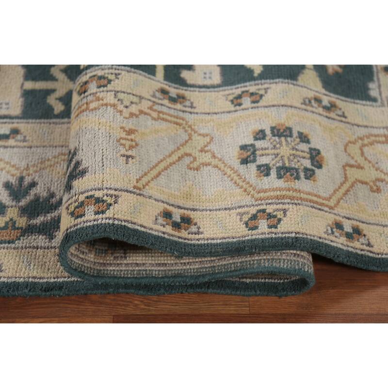 Green Oushak Indian Runner Rug Handmade Wool Carpet - 6'0" x 17'9"