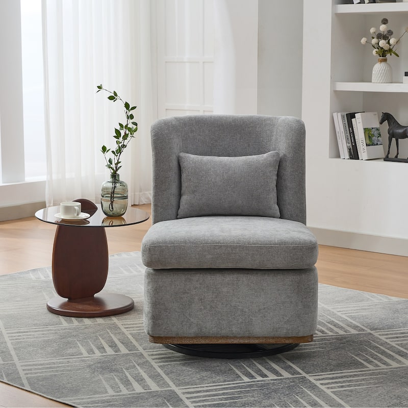 25" Seat Wide Chenille Office Accent Chair with 360° Swivel Metal Base