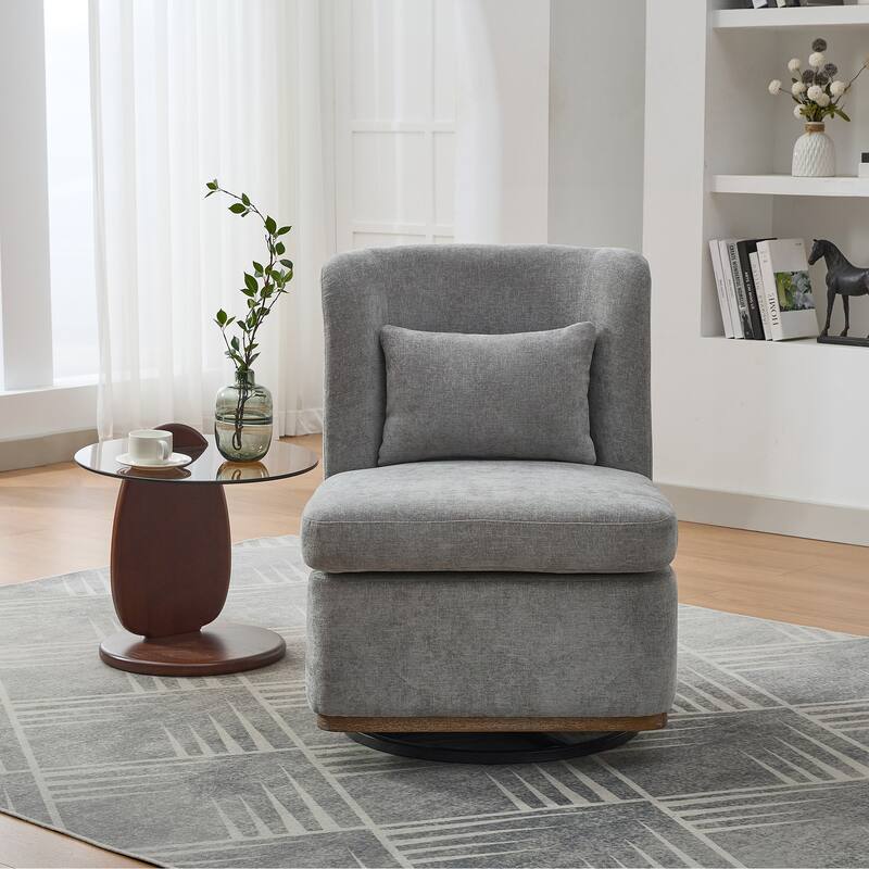 Chenille Armless Swivel Accent Chair
