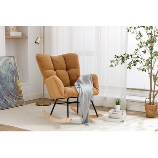 Teddy Cushioned Rocking Chair Fabric Rocking Glider Khaki - Bed Bath ...