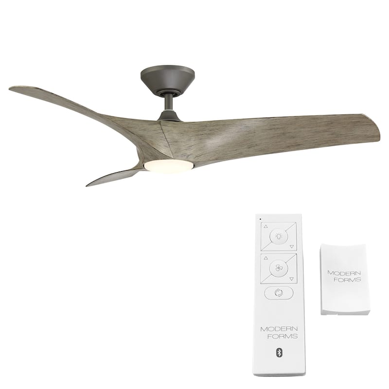 Zephyr Indoor and Outdoor 3-Blade Smart Ceiling Fan 62in with 3000K LED Light Kit and Remote Control with Wall Cradle