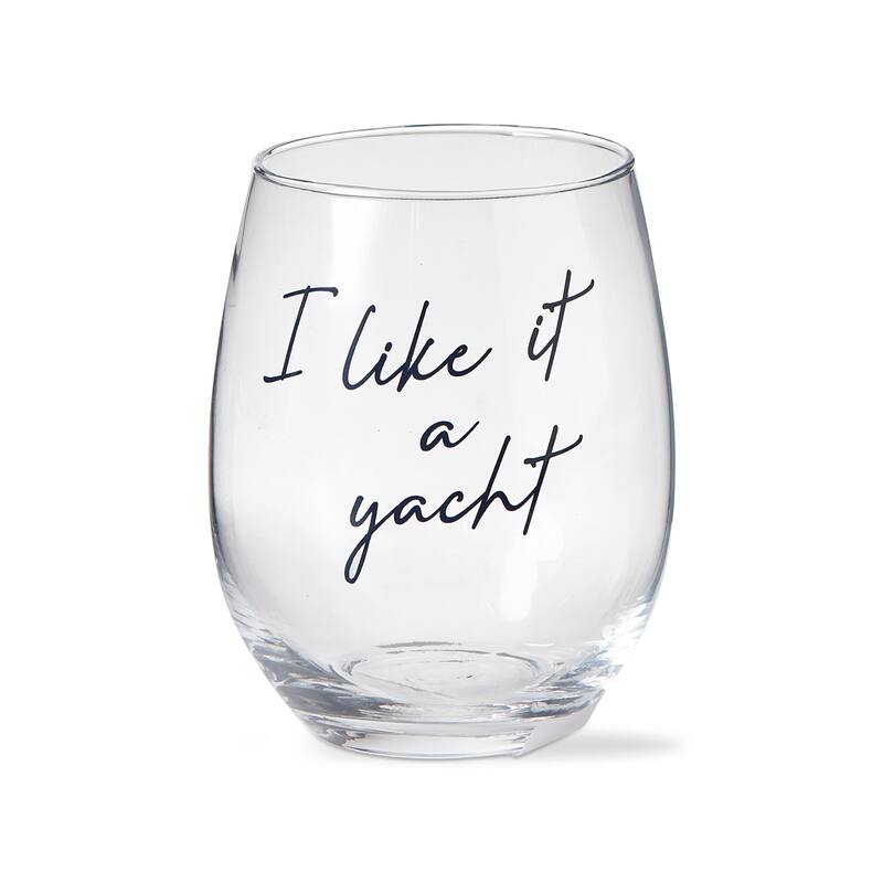I Like It A Yacht Stemless Wine Glass 18oz Blue Drinkware Summer Collection Dishwasher Safe