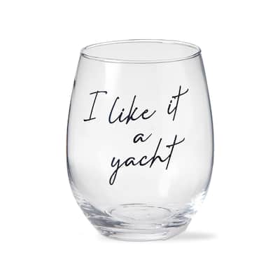 I Like It A Yacht Stemless Wine Glass 18oz Blue Drinkware Summer Collection Dishwasher Safe