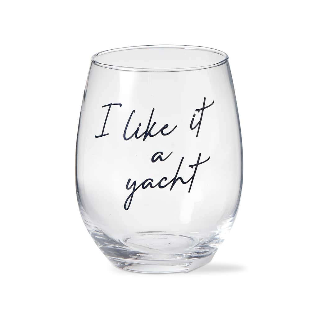 I Like It A Yacht Stemless Wine Glass 18oz Blue Drinkware Summer Collection Dishwasher Safe