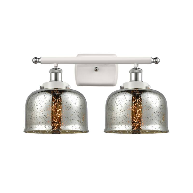 Innovations Lighting Ballston Urban Bell - 2 Light 18" Bath Vanity Light - Silver Plated Mercury/White and Polished Chrome