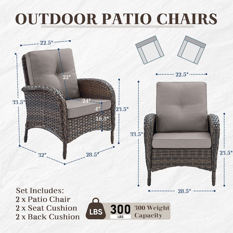 All Weather Rattan Glider Sofa with Chair Table - Brown