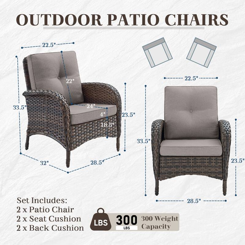 Patio Wicker Patio Chairs with Ottomans Set of 4