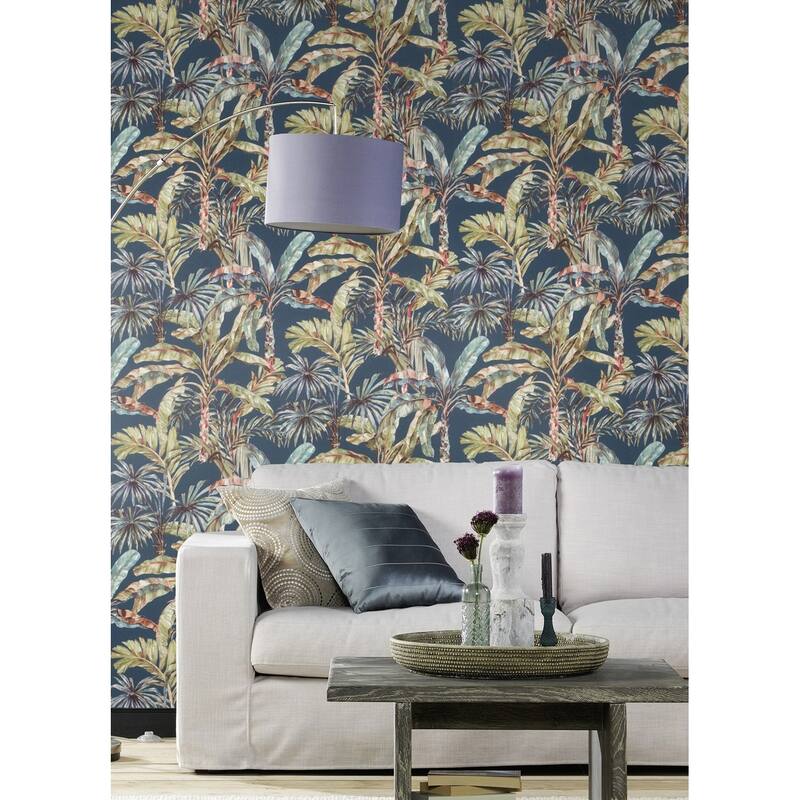 Advantage Calle Blue Tropical Wallpaper