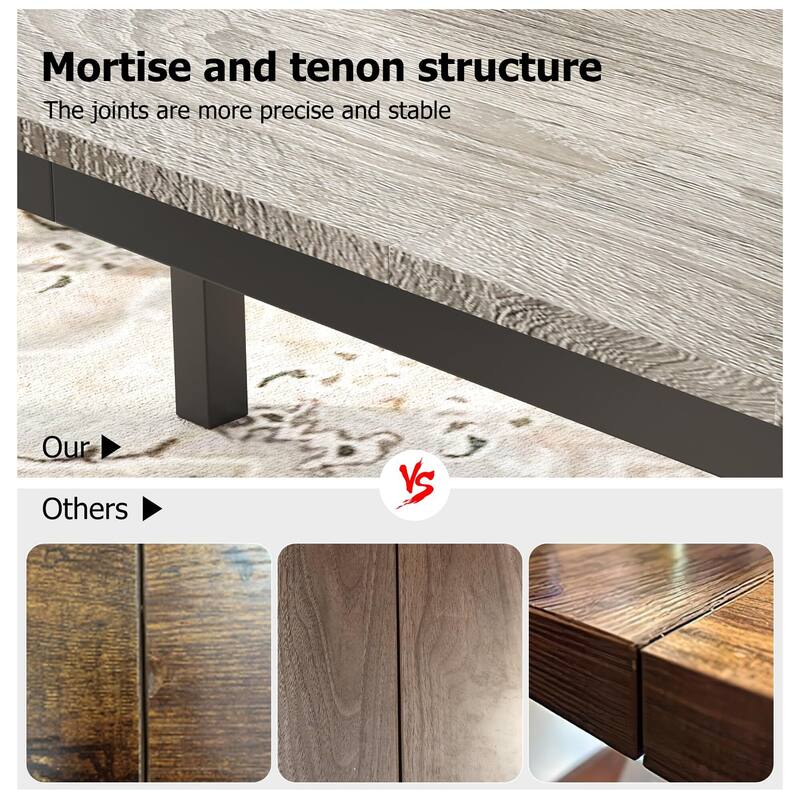 Industrial Dining Table for 6-8 People, with Metal Legs