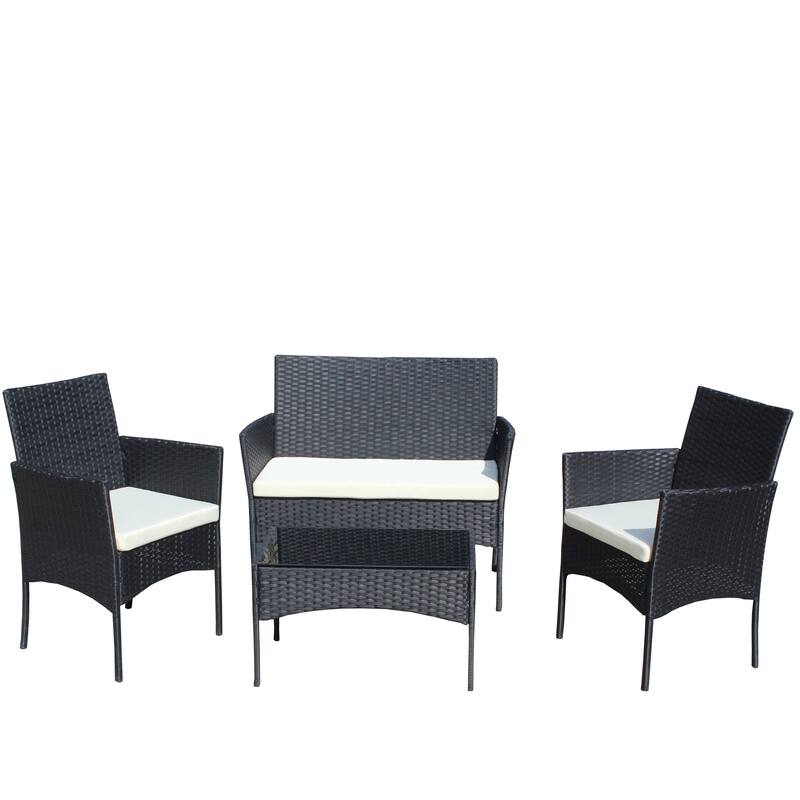 4 PC Rattan Patio Furniture Set