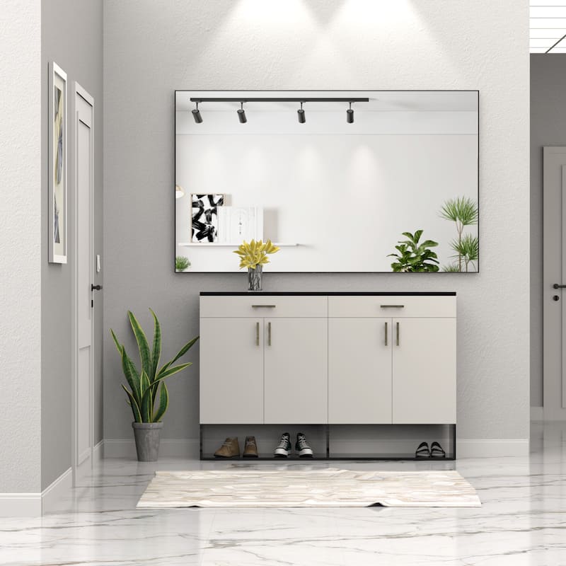 60"x36"Oversized Modern Rectangle Bathroom Mirror with Frame Vertical or Horizontal Wall Mounted mirror with Aluminum Frame