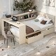 preview thumbnail 1 of 14, Kids Upholstered Platform Bed with Storage Shelves and Charging Station Full