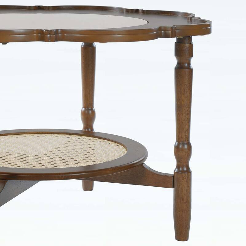 Coffee Table with Petal Shape,White Crackle Glass,Perfect for Modern Living