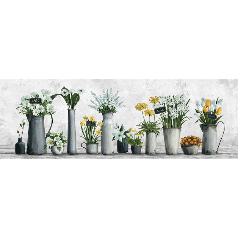 'White and Yellow Flowers' Painting Print on Wrapped Canvas