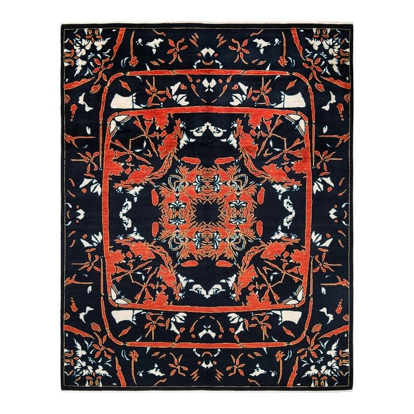 slide 1 of 8, Eclectic, One-of-a-Kind Hand-Knotted Area Rug - Black, 8' 3" x 10' 4" - 8' 3" x 10' 4"