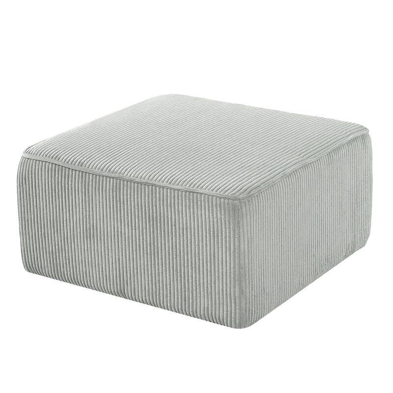 Christopher Knight Home - Modern Upholstered Corduroy Square Ottoman for Living Room with Plush Foam Cushion