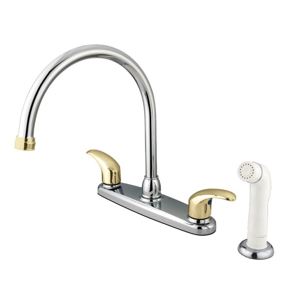 Kingston Brass KB679.LL Legacy Centerset Gooseneck Kitchen Faucet with Metal Lever Handles and Side Spray