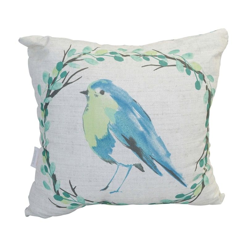 17-inch Square Reversible Multi-pattern Outdoor Throw Pillow (Set of 2) - Set of 1 - Bird Song