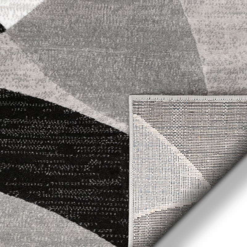 Well Woven Modern Geometric Circles Grey Runner Rug - 2' x 7'3"