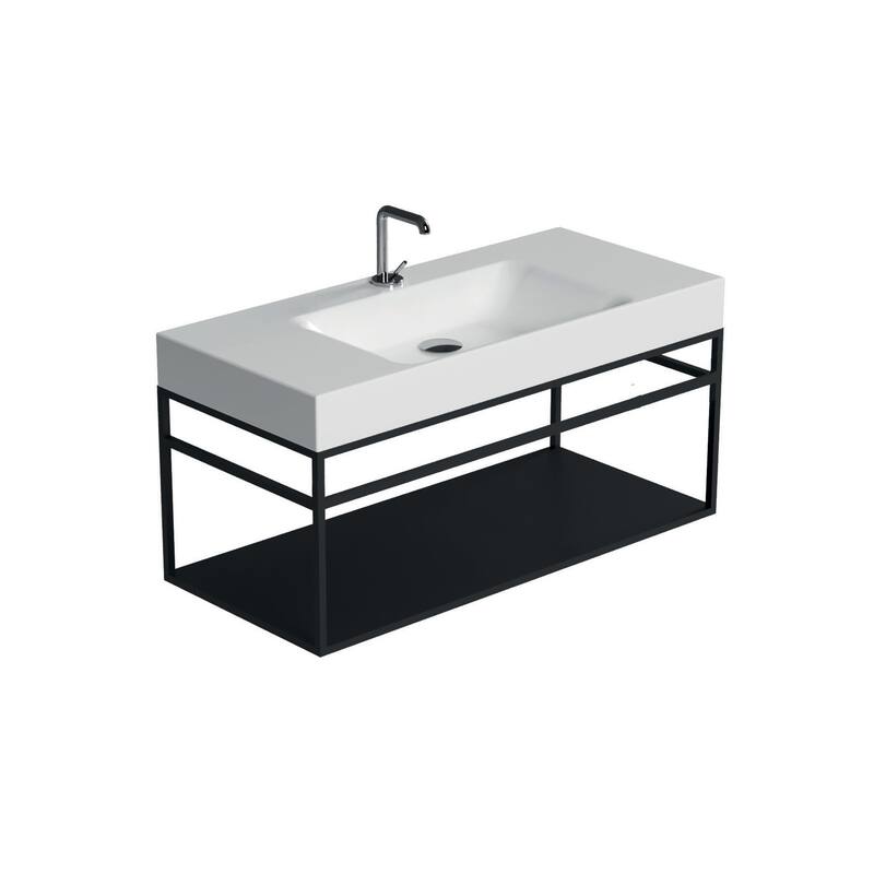 WS Bath Collections 3550+9251.31 Cento 39-3/8" Rectangular Metal and - Glossy White / Matte Black