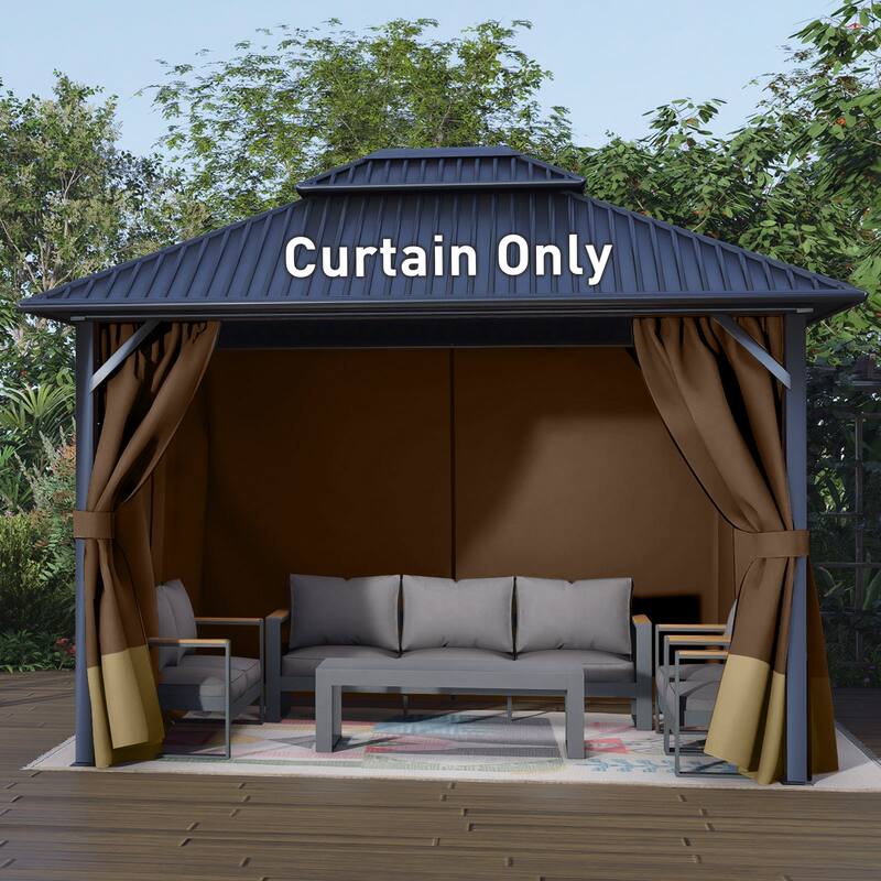 Aoodor Gazebo Curtain Replacement-Universal 4-Panel Sidewalls, Curtain Only