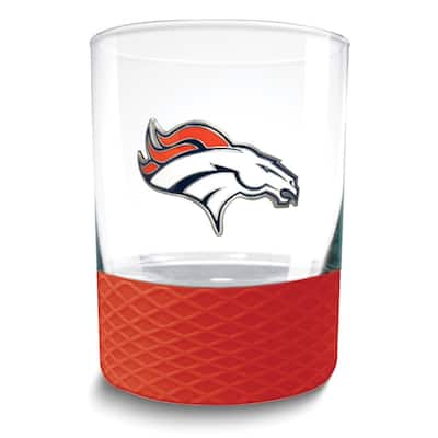 NFL Denver Broncos Commissioner 14 Oz. Rocks Glass with Silicone Base