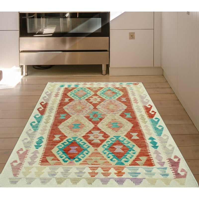 Sun Faded Flatweave Noble Red/Ivory Rug - 3'3" x 5'0"