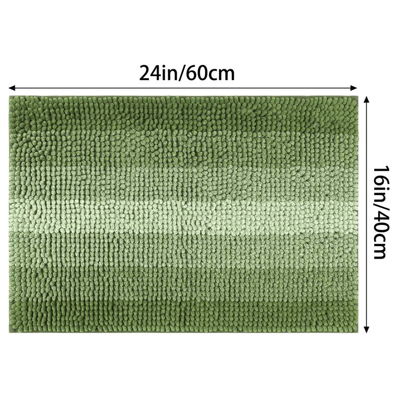 Contrasting Color Striped Bathroom Rugs, Non-Slip Plush Shaggy Bath Carpet, Bath Mats