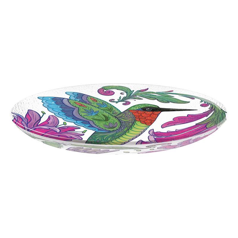 18" Folk-art Hummingbird Bird Glass Bird Bath