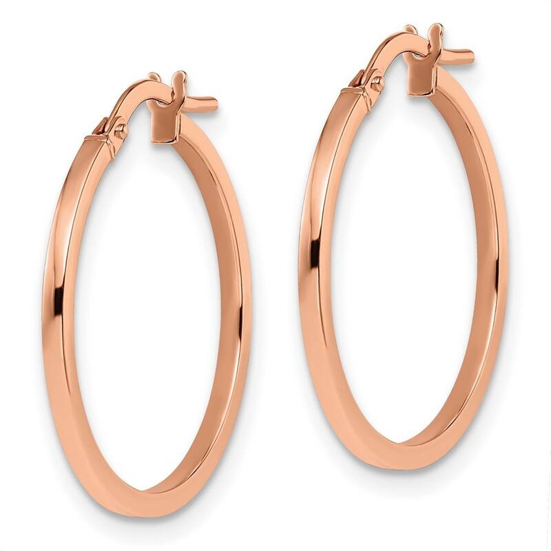 Curata 14k Rose Gold 2x23mm Polished Classic Hoop Earrings