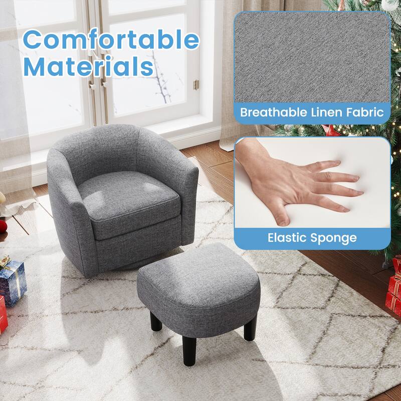 Modern Swivel Accent Chair with Ottoman for Living Room or Bedroom