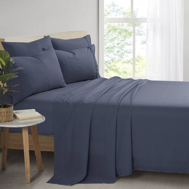 Swift Home Breathable and Durable Poly Bamboo 6-Piece Bed Sheet Set - Twin - Navy