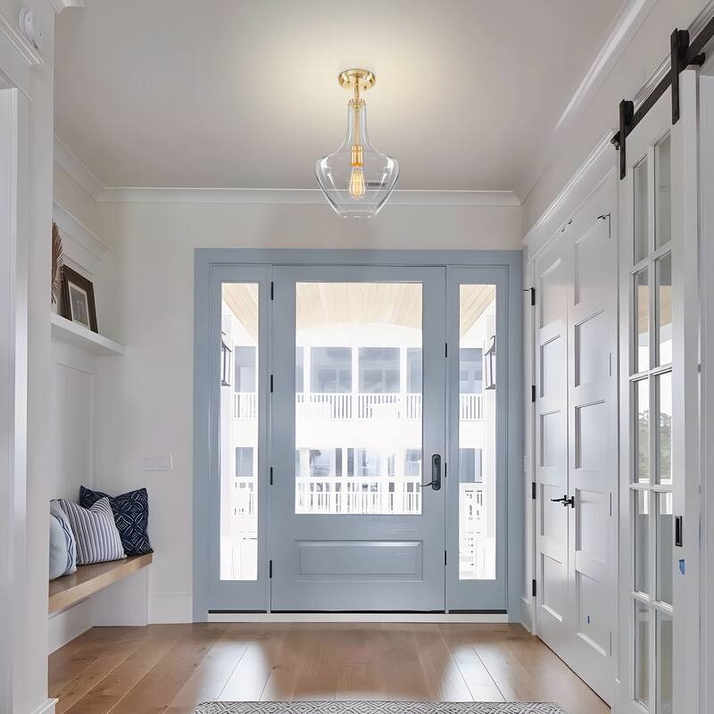 Starsky 1-light Modern Teardrop Pendant Light with Thick Clear Glass Shade