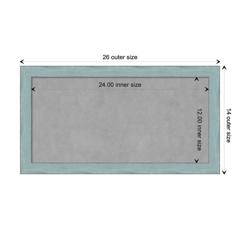 Framed Magnetic Board, Sky Blue Rustic - Board Size 24x12