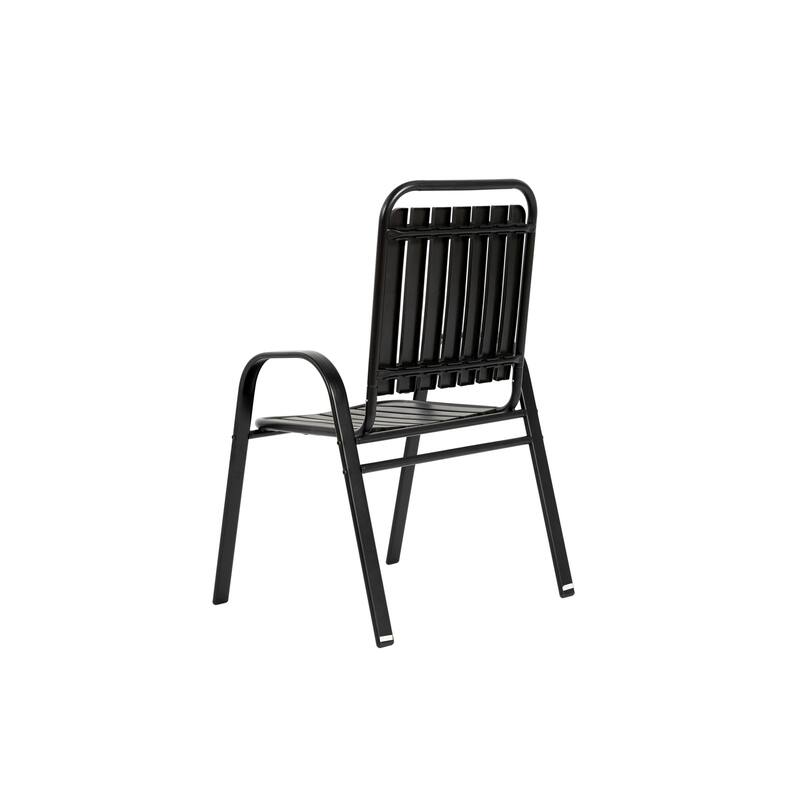 5 Piece Outdoor Dining Table Set, All Weather Outdoor Table and Chairs Set with Square Metal Dining Table with Plastic Chair