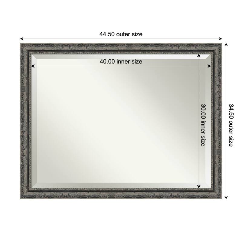Filigree Beveled Framed Wall Mirror - 45 x 35 in - Filigree Matte Black