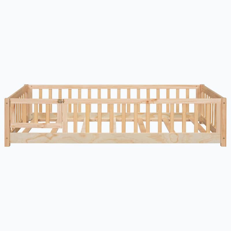 Durable Floor Platform Bed with Fence