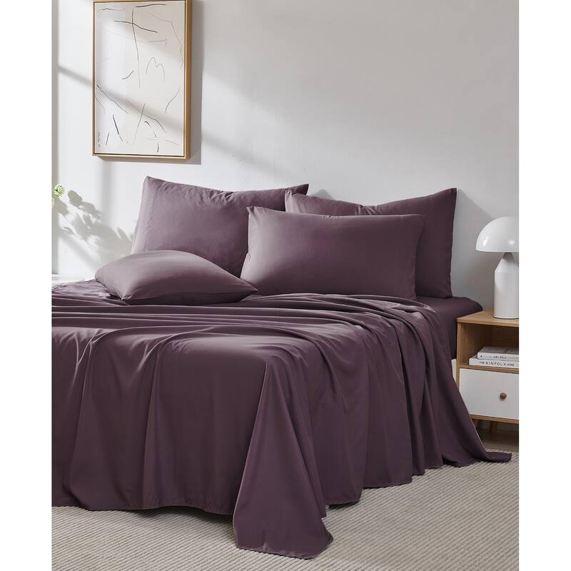Vilano 6-piece Ultra Soft Extra Deep Pocket Bed Sheet Set - Purple - California King
