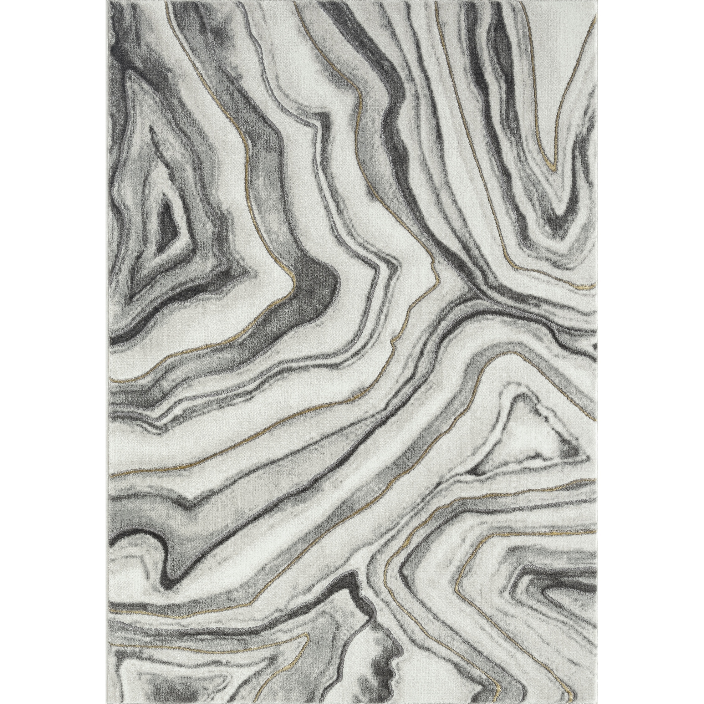 Abani Luna LUN190B Contemporary Grey and White Marble Area Rug