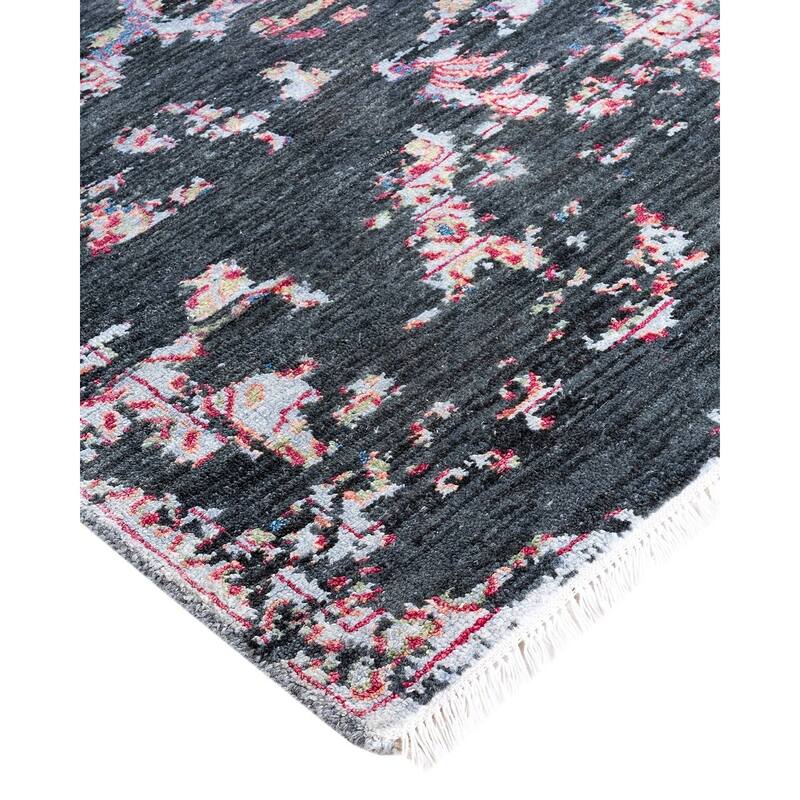 Ikat One-of-a-Kind Handmade Area Rug, Black - 9' 1" x 12' 1"